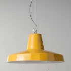 Hanging lamp 42 cm in brass and Tuscan majolica Rossi - Toscot Viadurini