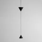 Suspended Wire Lamp in Black Aluminium and Double Cone Design - Mercado Viadurini