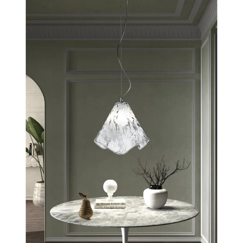 Handcrafted Suspended Lamp in Blown Venetian Glass 35 46 cm - Mary Viadurini