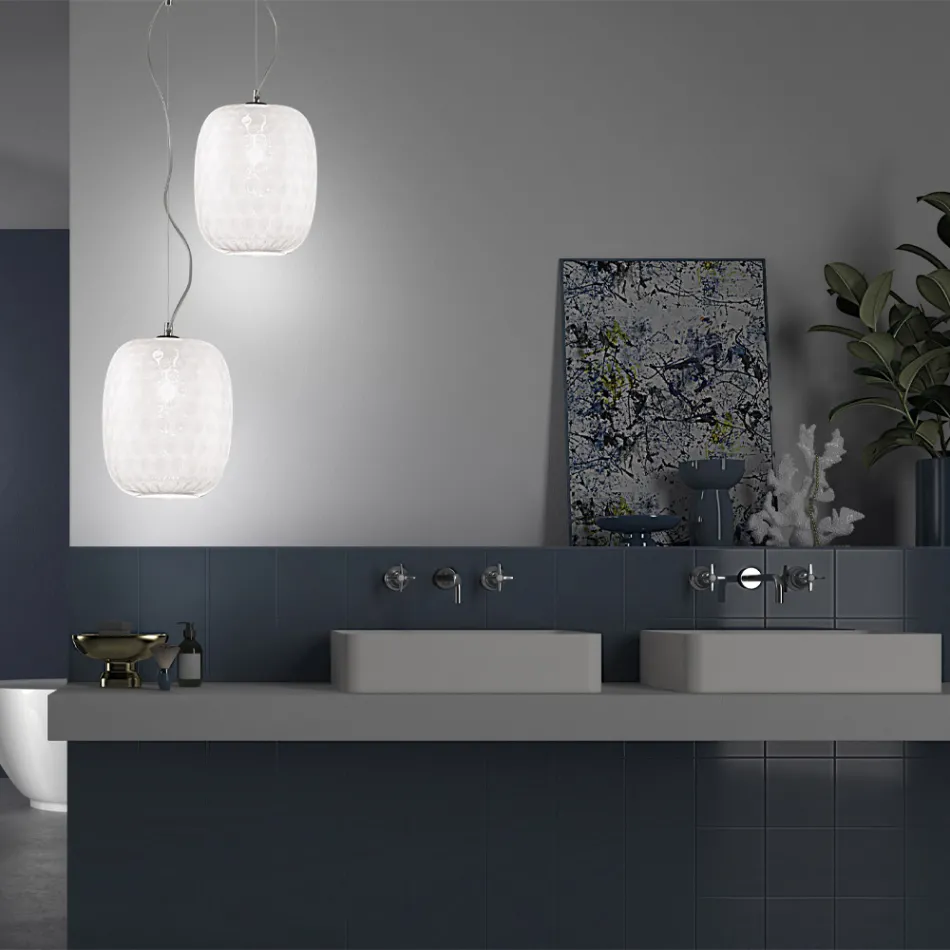 Handcrafted Suspended Lamp in Blown Venetian Glass - Cloe Balloton Viadurini