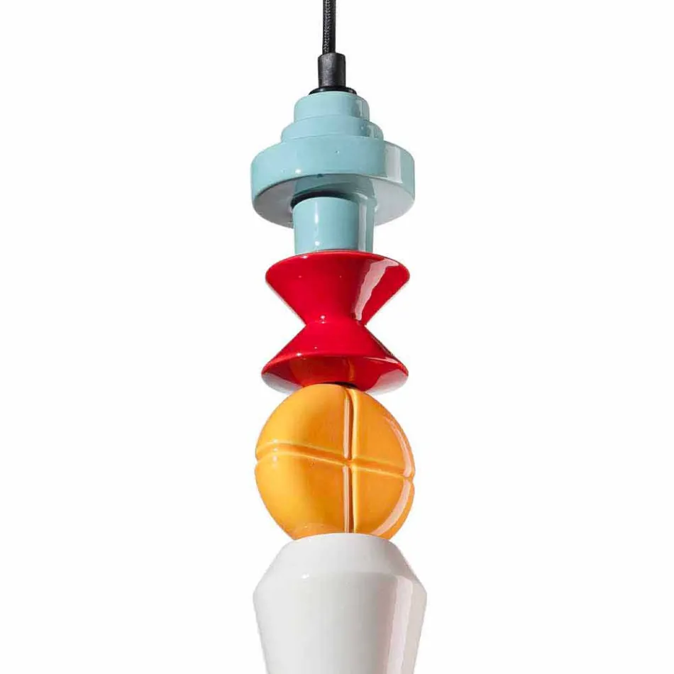 Yellow or Green Retro Ceramic Hanging Lamp Made in Italy - Ferroluce Lariat Viadurini