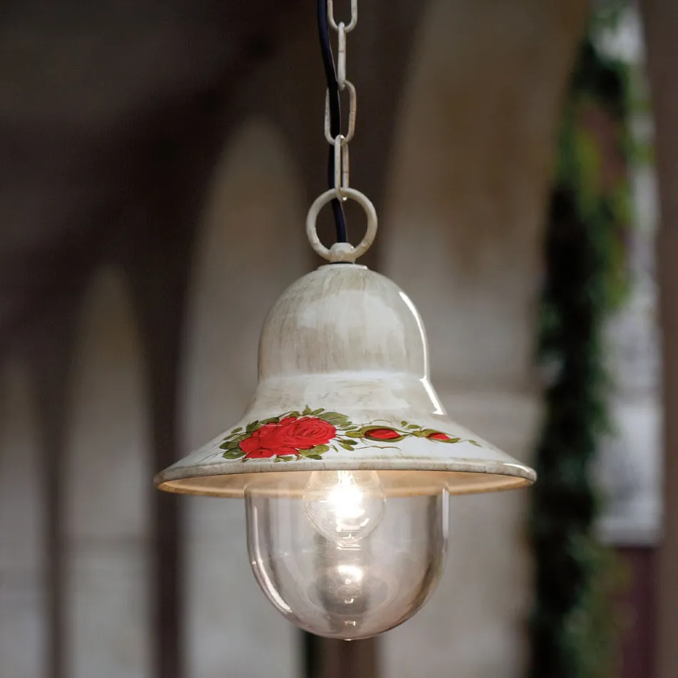 Outdoor Suspended Lamp in Hand Painted White Aluminium - Imperia Viadurini