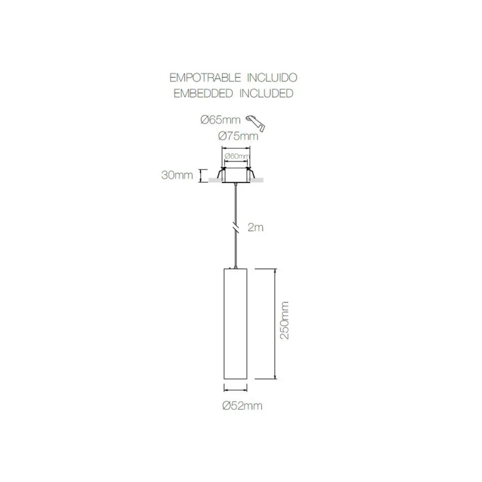 Suspended Recessed Lamp in White or Black Aluminium, 2 Pieces - Rebolla Viadurini