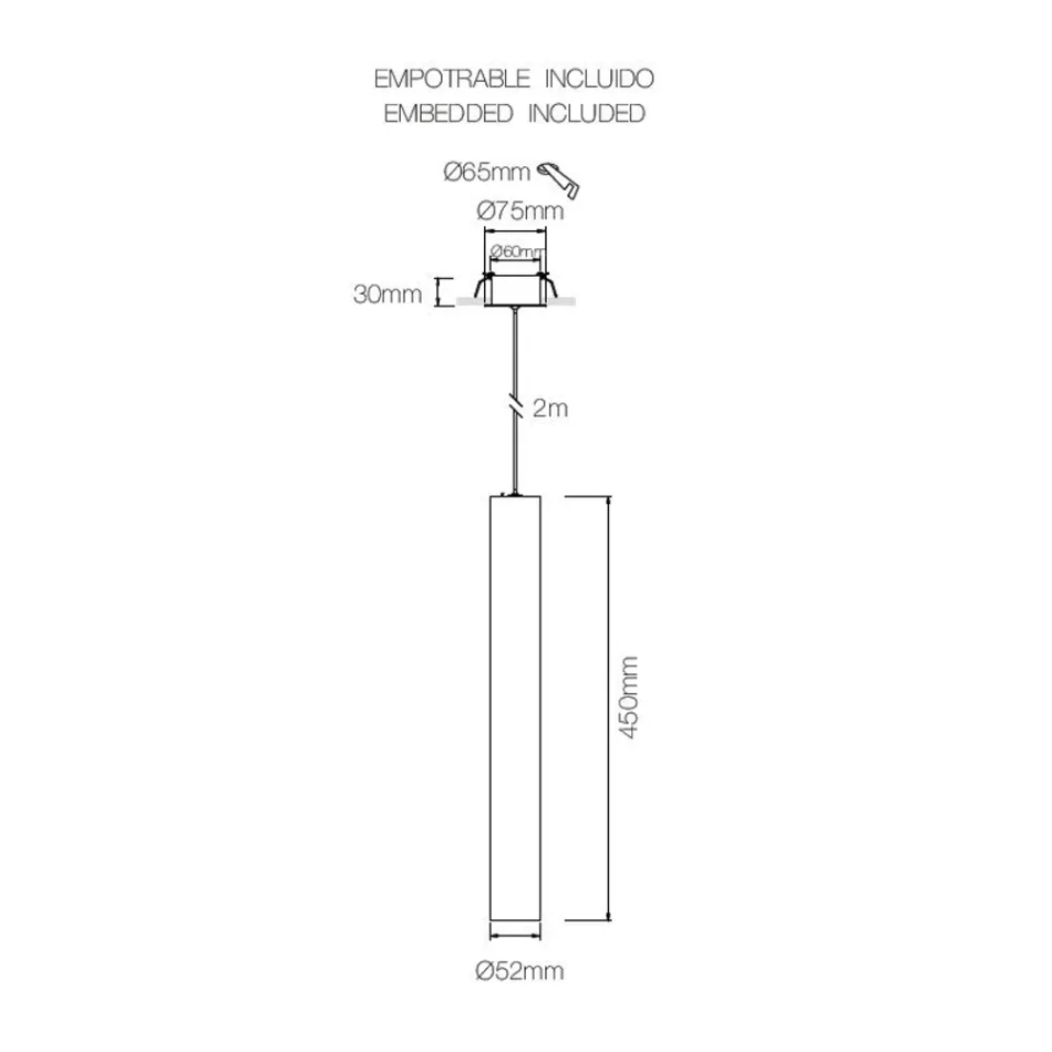 Suspended Recessed Lamp in White or Black Aluminium, 2 Pieces - Rebolla Viadurini