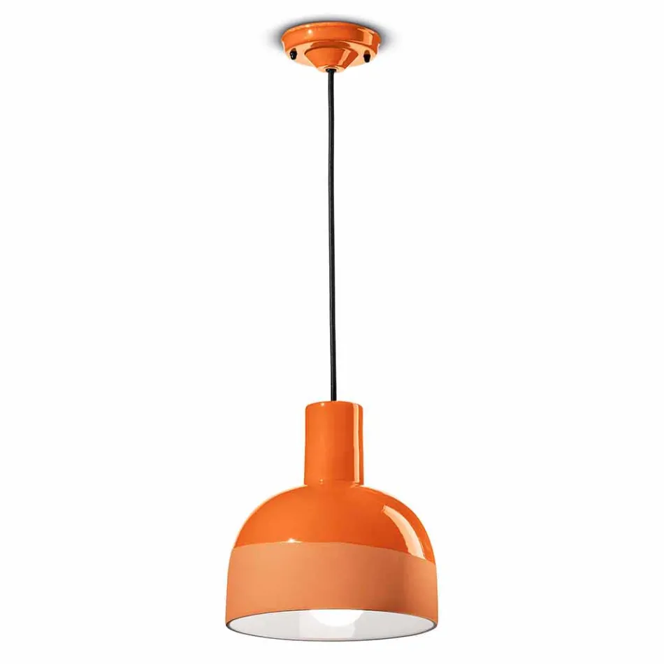 Retro Style Suspension Lamp in Ceramic Made in Italy - Ferroluce Caxixi Viadurini