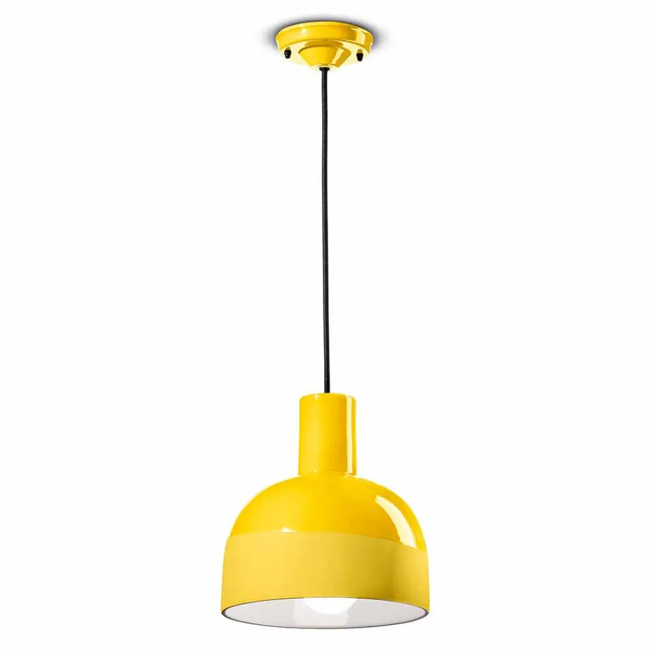 Retro Style Suspension Lamp in Ceramic Made in Italy - Ferroluce Caxixi Viadurini