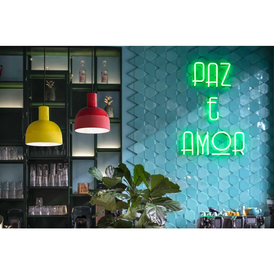 Retro Style Suspension Lamp in Ceramic Made in Italy - Ferroluce Caxixi Viadurini