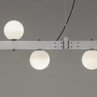 Suspended Lamp Design White Aluminium with Glass Spheres and Spotlights - Exodus Viadurini