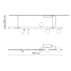 Suspended Lamp Design White Aluminium with Glass Spheres and Spotlights - Exodus Viadurini