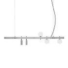 Suspended Lamp Design White Aluminium with Glass Spheres and Spotlights - Exodus Viadurini
