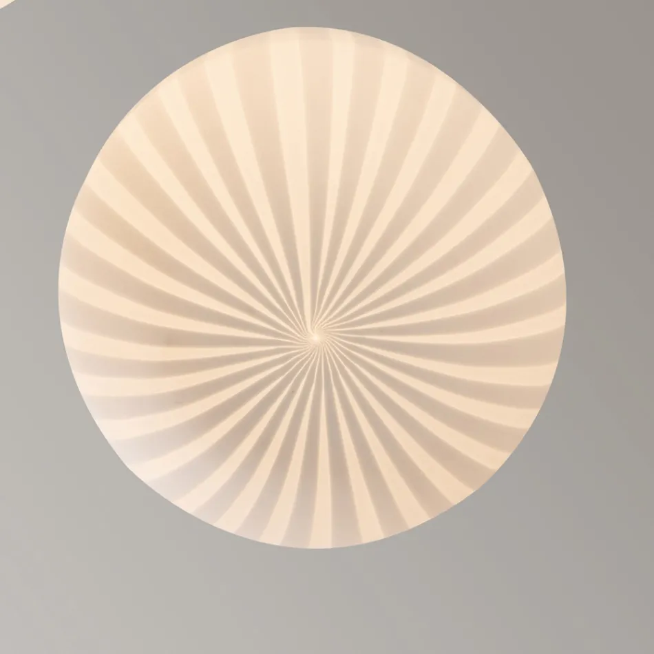 Round Design Hanging Lamp in White Filigree Glass - Caravan Viadurini