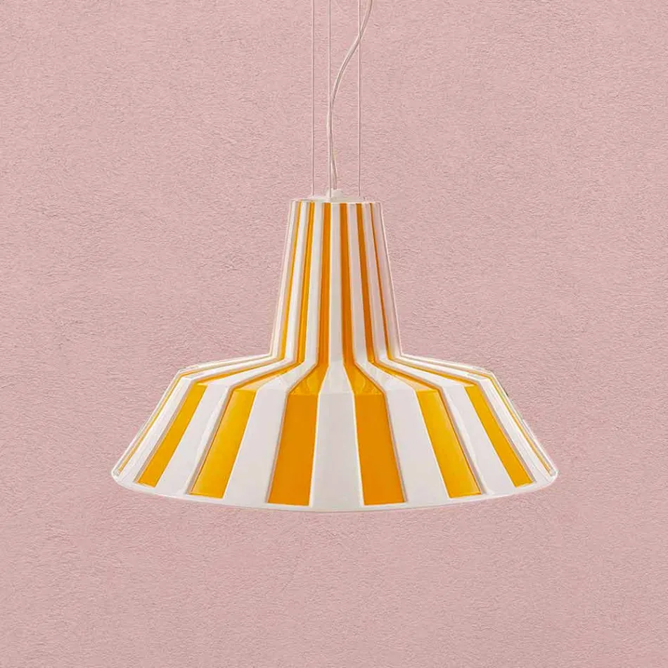 Suspended Design Lamp in Ceramic Striped - Budin Viadurini
