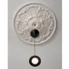 Design Suspended Lamp in White Plaster and Black Aluminium 2 Cones - Tesera Viadurini