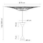 Design Suspended Lamp in White Plaster and Black Aluminium 2 Cones - Tesera Viadurini