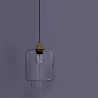 Design Suspended Lamp in Metal and Transparent Glass Made in Italy - Clizia Viadurini