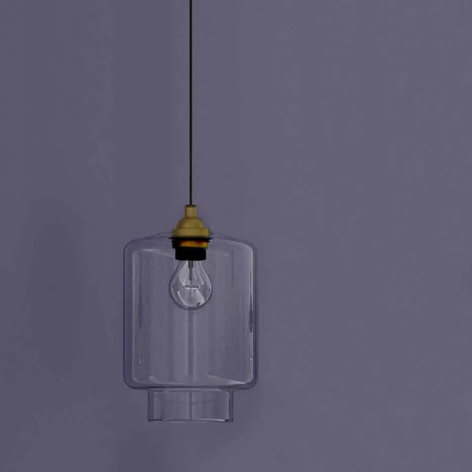 Design Suspended Lamp in Metal and Transparent Glass Made in Italy - Clizia Viadurini