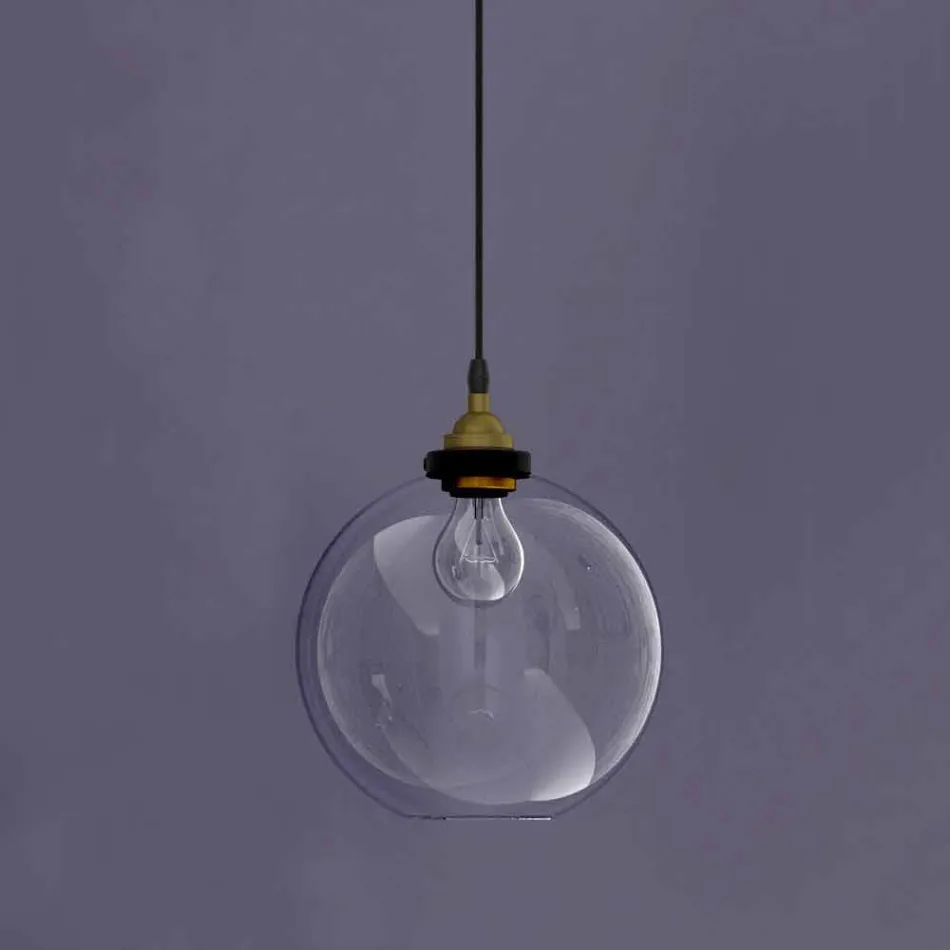 Design Suspended Lamp in Metal and Transparent Glass Made in Italy - Clizia Viadurini