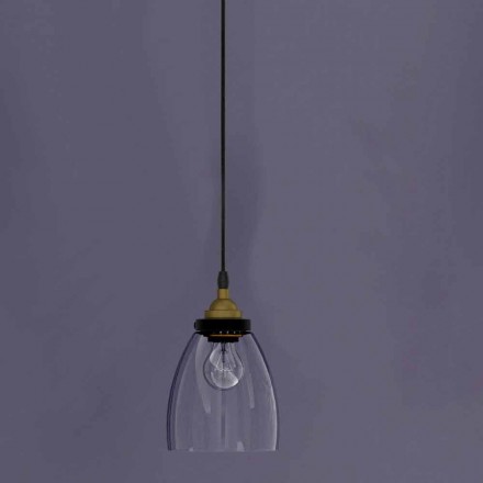Design Suspended Lamp in Metal and Transparent Glass Made in Italy - Clizia Viadurini