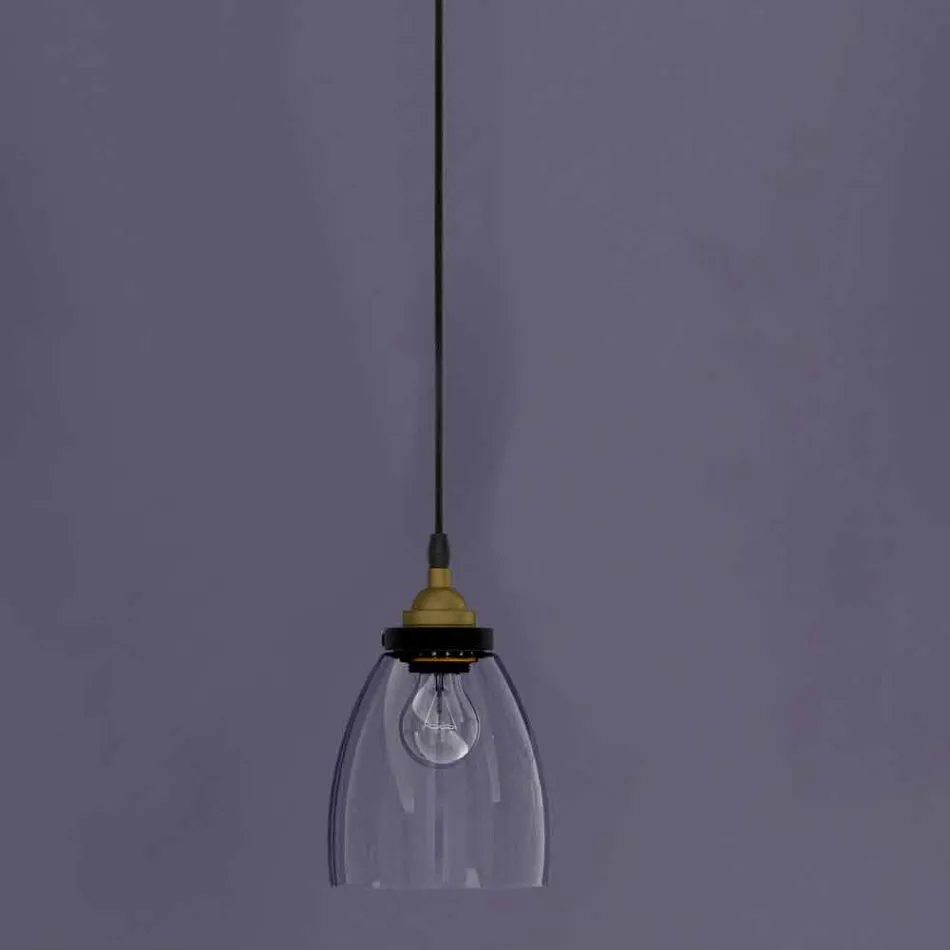 Design Suspended Lamp in Metal and Transparent Glass Made in Italy - Clizia Viadurini