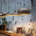 Suspension Lamp in Antique Steel Diameter 310 mm - Materia Aldo Bernardi Viadurini