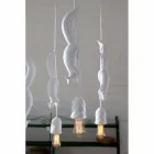 Suspended Lamp in Matt White Ceramic with Squirrel and Acorn - Squirrel Viadurini