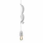 Suspended Lamp in Matt White Ceramic with Squirrel and Acorn - Squirrel Viadurini