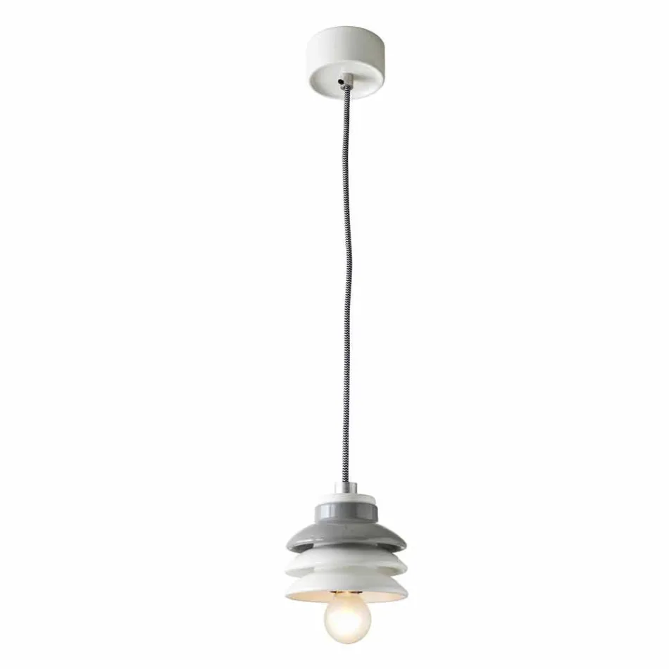 Suspended lamp in ceramic and modern aluminium made in Italy Asia Viadurini