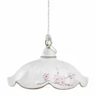 Suspended Lamp in Iron and Hand-Decorated Wavy Ceramic - Belluno Viadurini