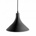 Suspended Lamp in Anthracite Stoneware and White Interior Modern Design - Edmondo