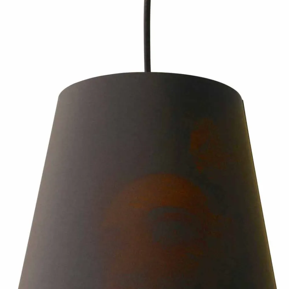 Suspended Lamp in Anthracite Linen with Internal Design Print 2 Sizes - Bramosia Viadurini