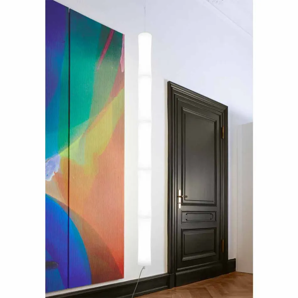 Suspended Lamp in White Polyethylene and Metal Made in Italy - Asturias Viadurini