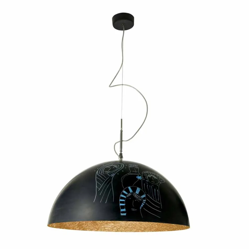 Suspended lamp in resin In-es.artdesign Mezza Luna Modern blackboard Viadurini
