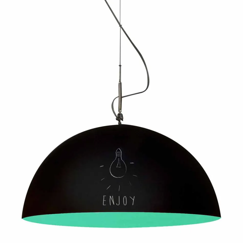 Suspended lamp in resin In-es.artdesign Mezza Luna Modern blackboard Viadurini