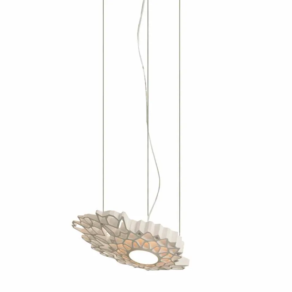 Suspended Lamp in Technopolymer White or Gold Design 2 Dimensions - Cathedral Viadurini
