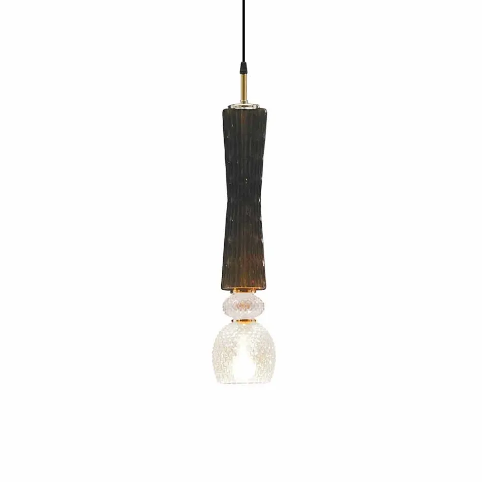 Suspended Lamp in Murano Glass with Fabric Cable Made in Italy - Missi Viadurini