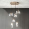 Suspended Lamp in Blown Striped Glass and Painted Metal - Giuliano