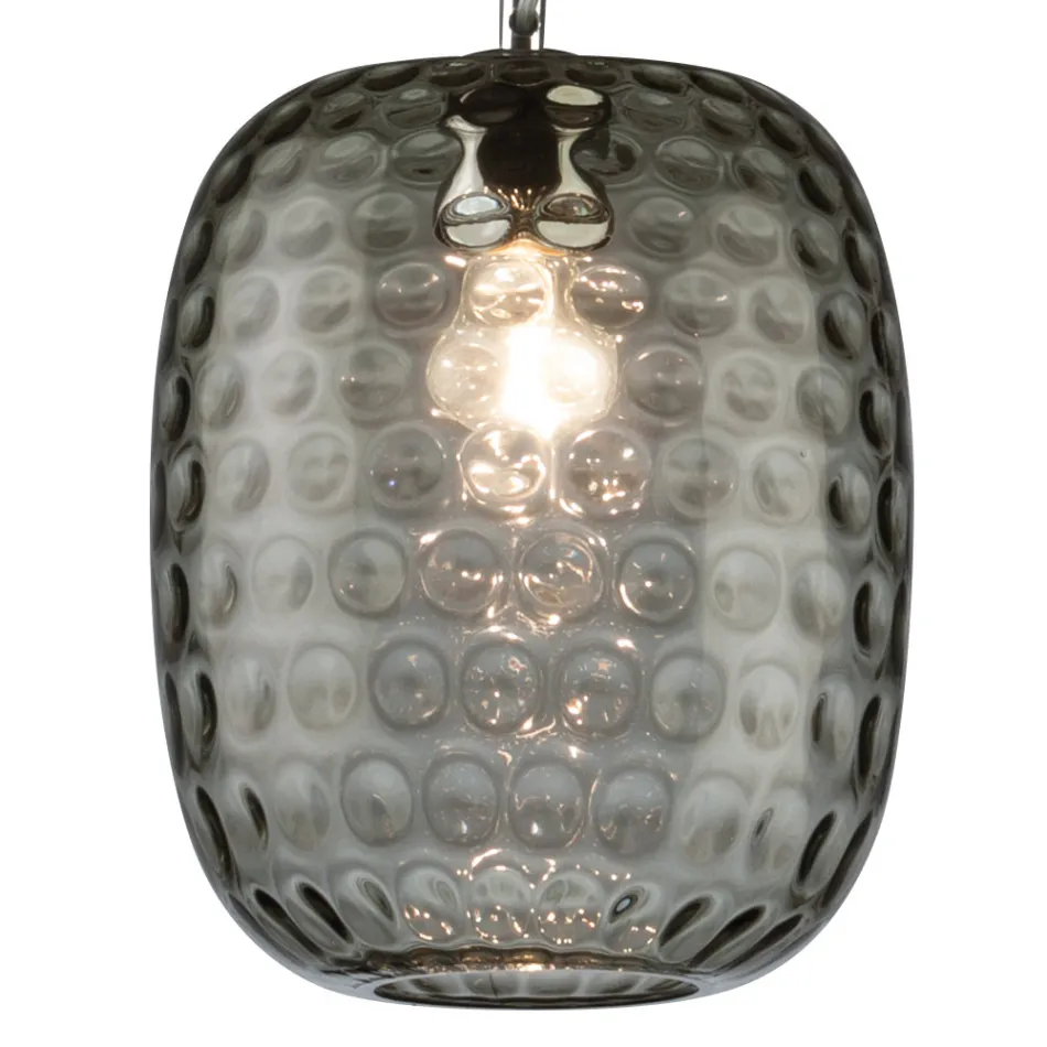 Venetian Glass and Chrome Metal Pendant Lamp Made in Italy - Calima Viadurini