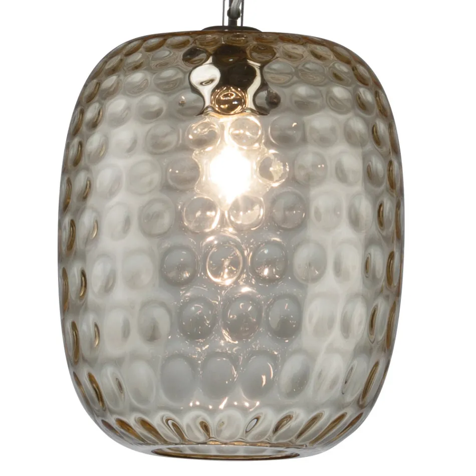 Venetian Glass and Chrome Metal Pendant Lamp Made in Italy - Calima Viadurini