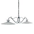 Linear Suspended Lamp 2 Lights Ceramic Handcrafted Embroidery Effect - Ravenna