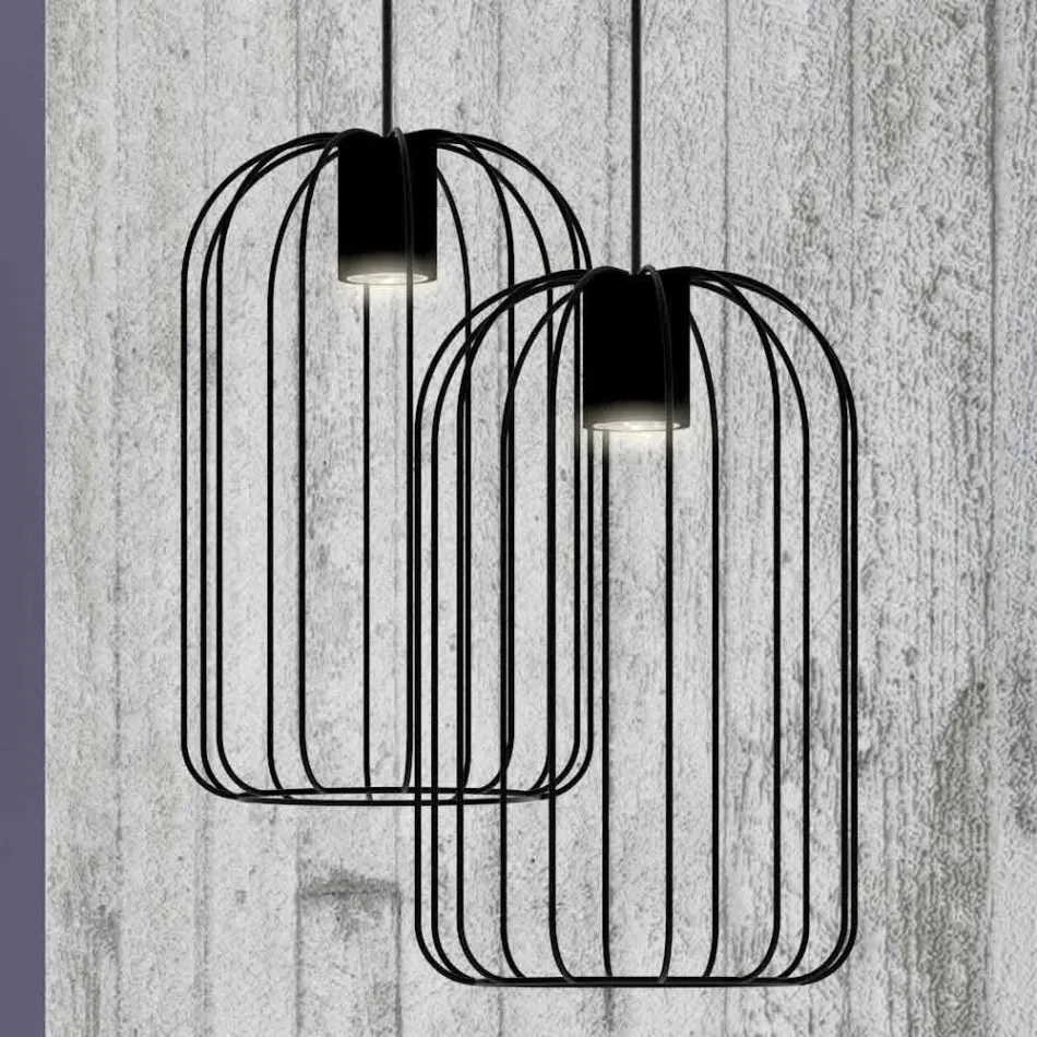 Modern Suspended Lamp with Metal Wire Structure Made in Italy - Cage Viadurini