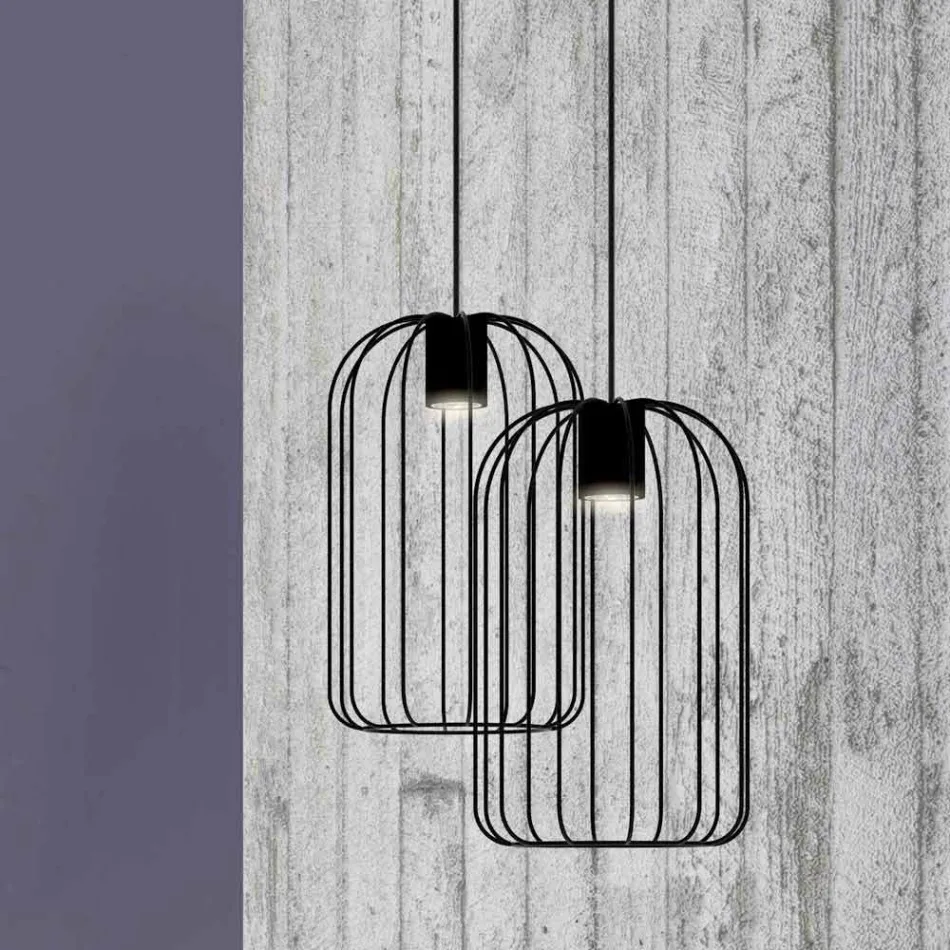 Modern Suspended Lamp with Metal Wire Structure Made in Italy - Cage Viadurini