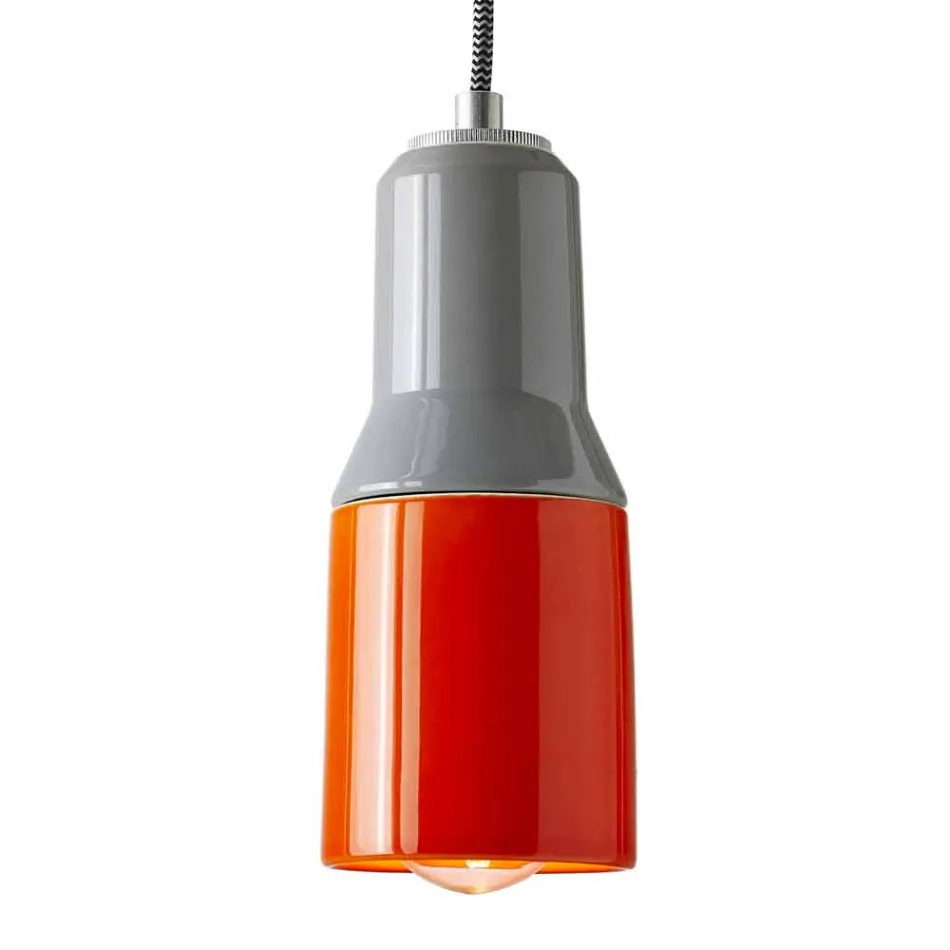 Modern suspended lamp in ceramic and aluminium made in Italy Asia Viadurini