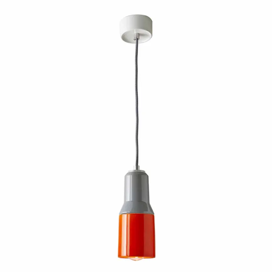 Modern suspended lamp in ceramic and aluminium made in Italy Asia Viadurini