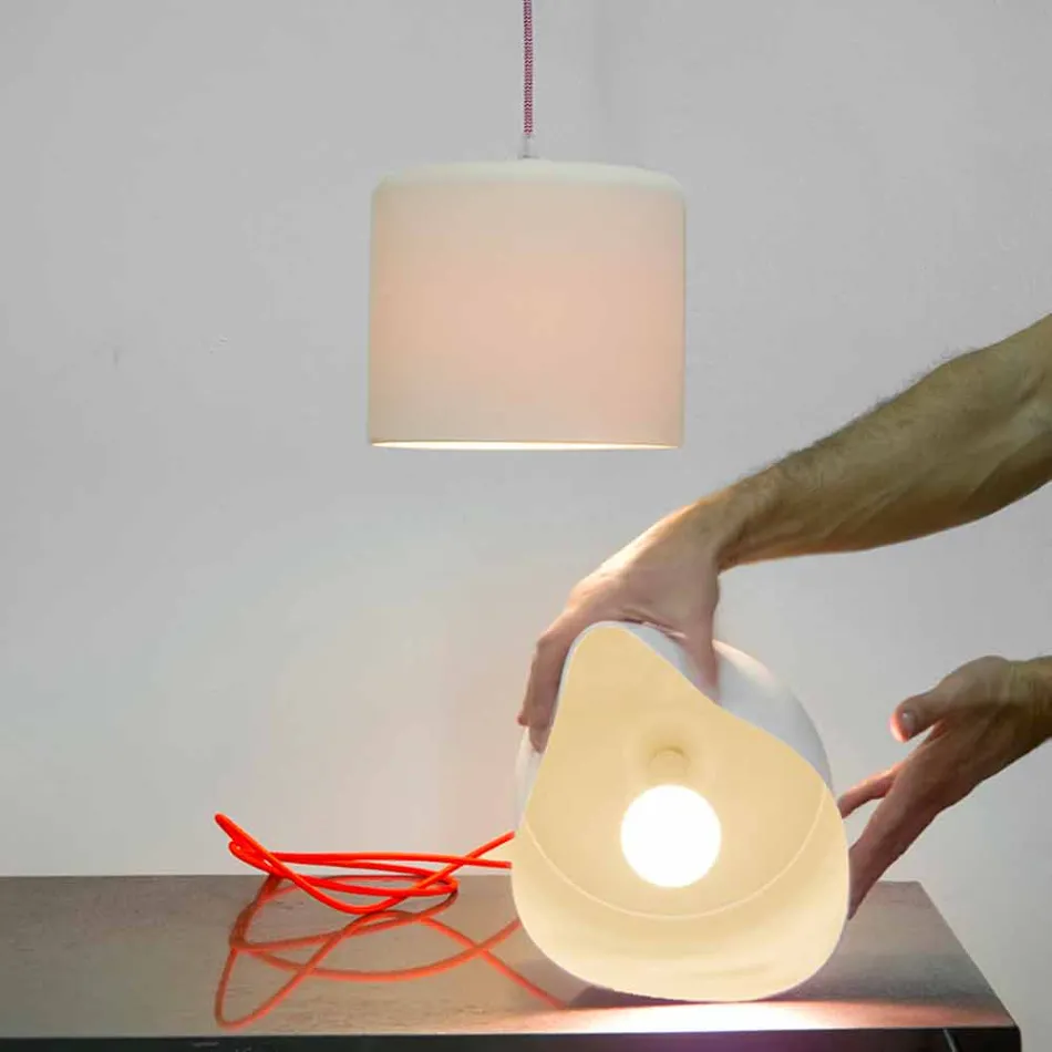 In-es.artdesign Candle 2 modern hanging lamp in colored laprene Viadurini