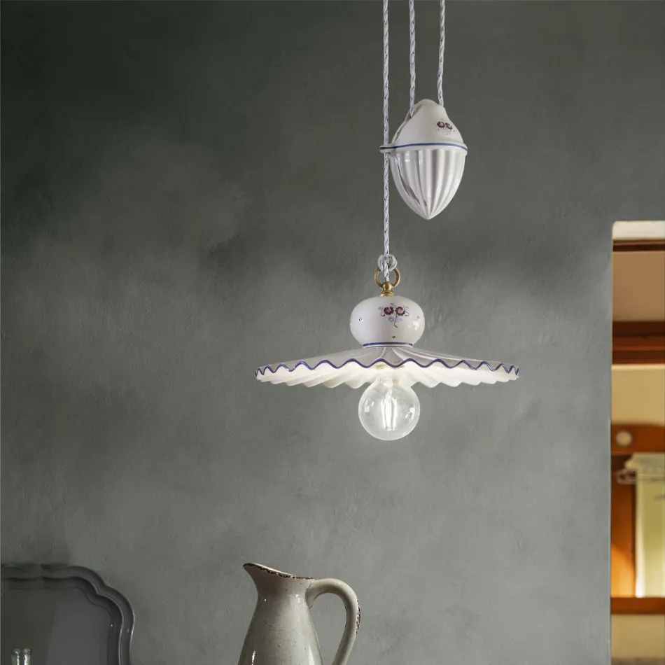 Handcrafted Ceramic Suspended Lamp in Ceramic and Iron - Rome Viadurini