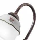 Vintage Hand Painted Iron, Glass and Ceramic Table Lamp - Ferrara Viadurini