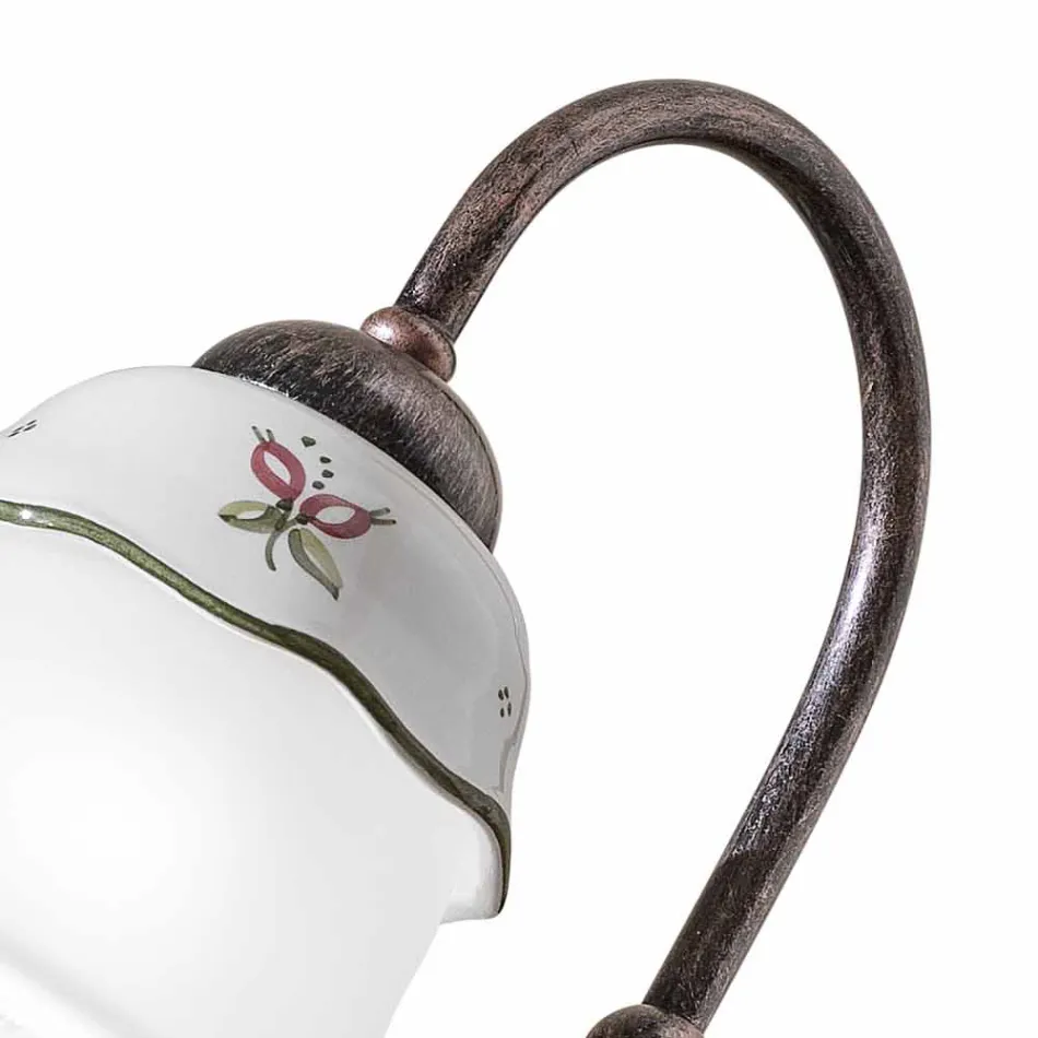 Vintage Hand Painted Iron, Glass and Ceramic Table Lamp - Ferrara Viadurini