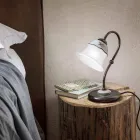 Vintage Hand Painted Iron, Glass and Ceramic Table Lamp - Ferrara Viadurini