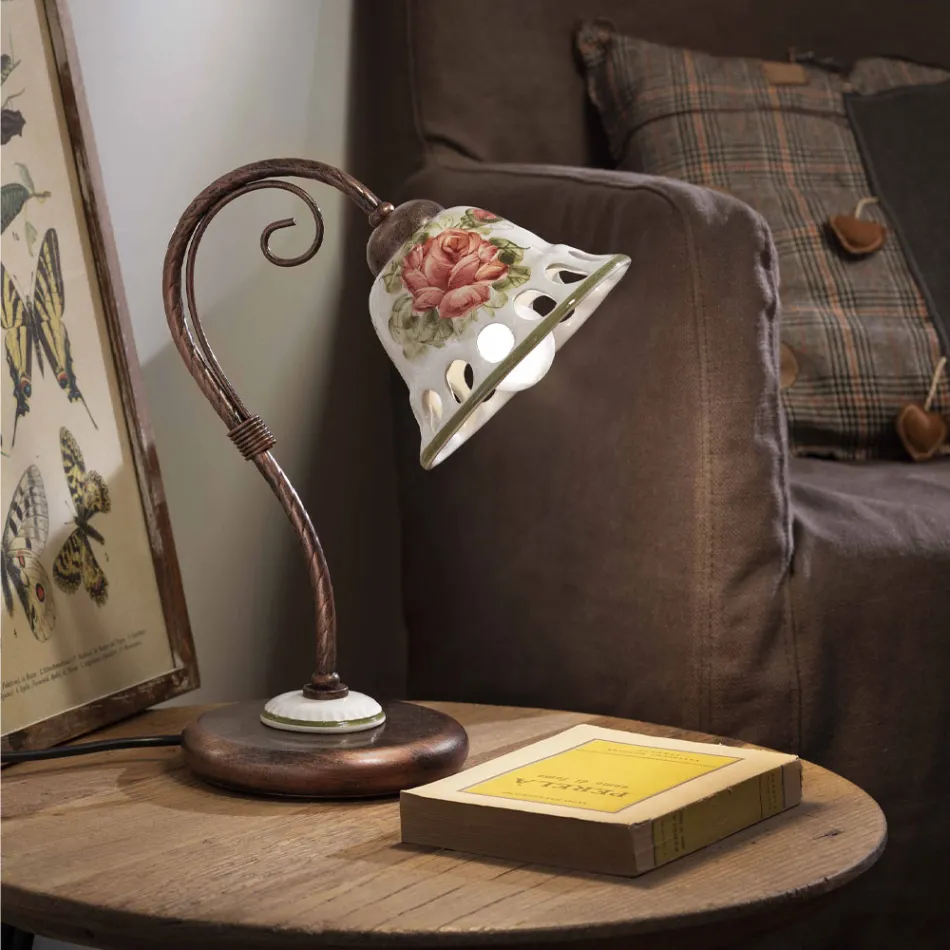Table Lamp in Metal and Handmade Ceramic with Passanastri - Naples Viadurini