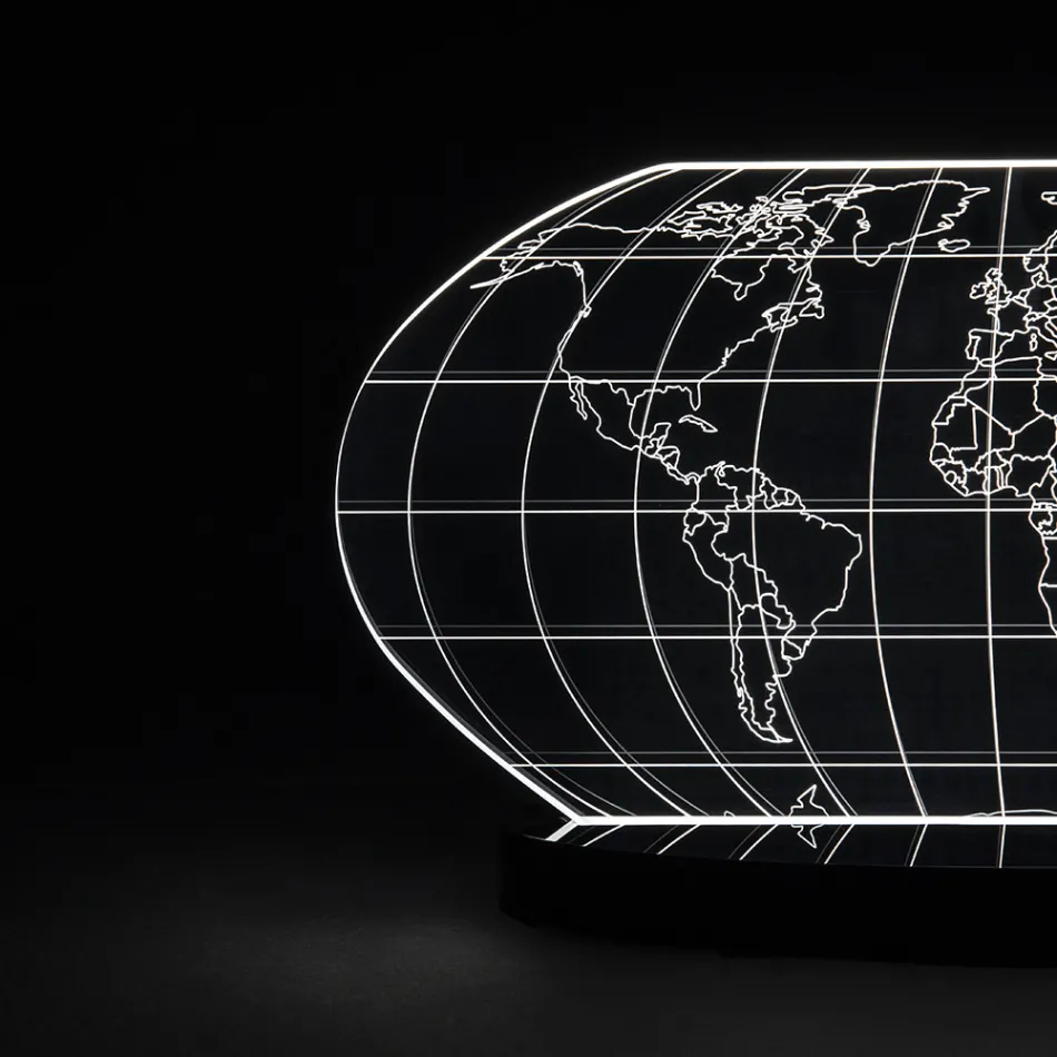 Planisphere Led Table Lamp in Laser Engraved Acrylic Crystal - Rihanna Viadurini